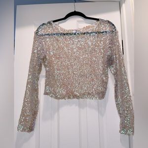 Blāshe sequin netted top